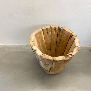 Teak plant pot unique / flower pot wood / solid wood tub / image 2