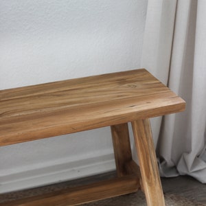 banc en bois rustique / banc en teck / décoration de banc / banc chambre / banc lit image 9