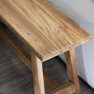 banc en bois rustique / banc en teck / décoration de banc / banc chambre / banc lit image 2