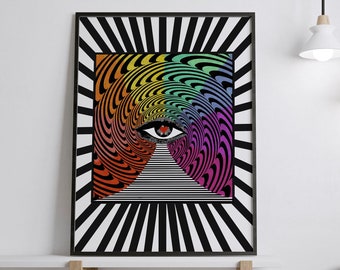 Psychedelic Eye Art Print | Rainbow Meditation Poster (Digital Download)