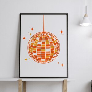 Orange Disco Ball Poster, Disco Ball, Disco Ball Poster, Disco Ball Print,Preppy Poster, Disco Poster, Disco Ball Decor, Disco Ball Wall Art