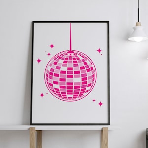 Pink Disco Ball Poster, Disco Ball, Disco Ball Poster, Disco Ball Print, Preppy Poster, Disco Poster, Pink Disco Ball, Disco Ball Wall Art