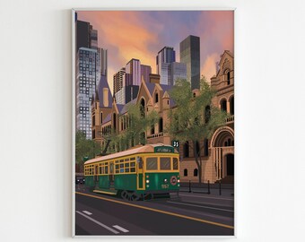 Melbourne Tram Print, Australia Travel Poster (Digital Download)