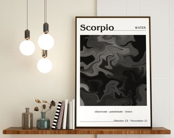 Scorpio, Zodiac Gift, Spiritual Wall Art, Scorpio Gift, Angel Number, Printable Wall Art, Scorpio Print, Zodiac Printable, Scorpio Poster