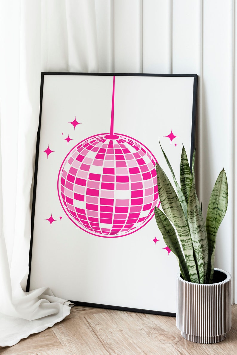 Pink Disco Ball Poster, Disco Ball, Disco Ball Poster, Disco Ball Print ...