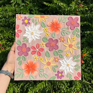 Arte con texture floreale, pittura floreale strutturata, arte dei fiori 3D, pittura floreale strutturata, pittura di fiori, arte strutturata, pittura di girasoli