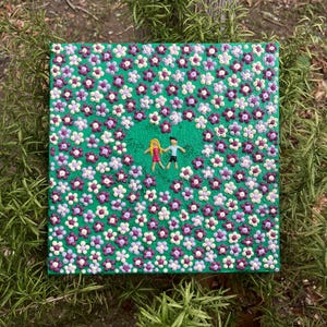 Dipinto floreale strutturato ORIGINALE, fiori 3D, dipinto floreale strutturato, pittura impasto fiori, regali artistici per lei, dipinto artistico strutturato
