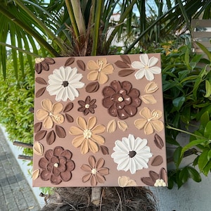 Arte con texture floreale, pittura floreale strutturata, arte dei fiori 3D, pittura floreale strutturata, pittura di fiori, arte strutturata, pittura di girasoli
