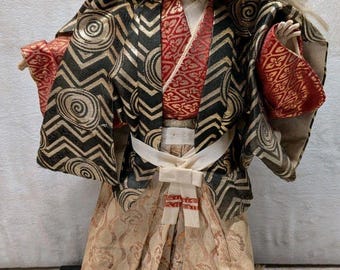Nishi Doll Kabuki White Lion Dancer 15Doll Vintage Mid Century Long Hair Stand