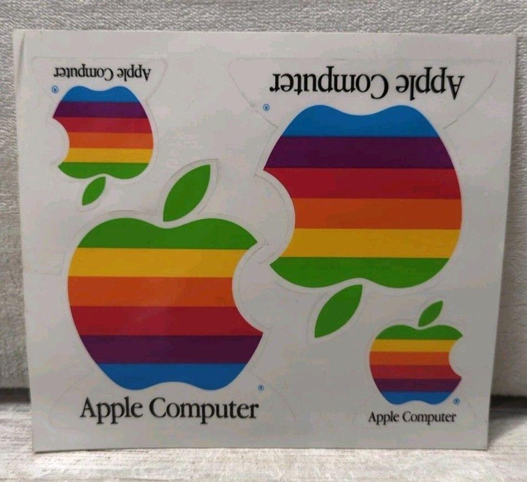 Apple Computer Sticker Vintage Apple Computer Rainbow Stickers! Four Stickers per Sheet - Etsy