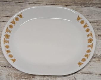 Corelle Corning  Butterfly Gold 12" x  10" Oval Serving Platter Vintage