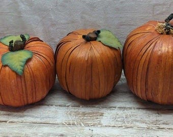 Vintage Pier One Rattan Woven Pumpkins Set of 5