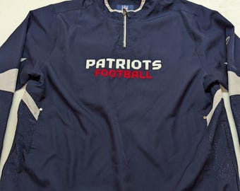 New England Patriots 1/4 Zip Windbreaker L Reebok Authentic Sideline Vintage