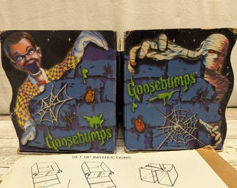 Vintage 1997 Goosebumps Cardboard Bookends Slappy Mummy RL Stine Scholastic 90s