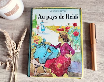 Junk journal Au Pays de Heidi fait main en France, relié de papiers chinés dans un vieux livre pour enfants, upcycling, carnet, vintage