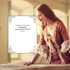 Susanna Memorizzazione Opera Role Study Tracker da Le Nozze di Figaro di Mozart Atti Pianificatore di apprendimento delle scene