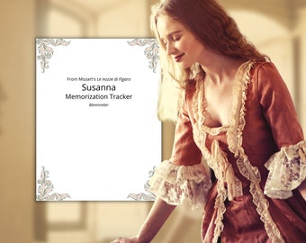 Susanna Memorization Opera Role Study Tracker from Mozart&#39;s Le Nozze di Figaro Acts Scenes learning planner