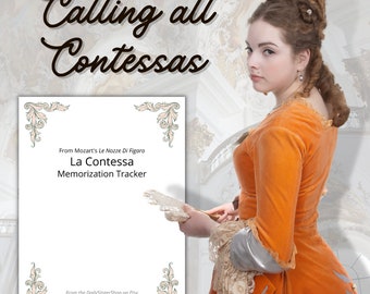 La Contessa Memorization Opera Role Study Tracker from Mozart&#39;s Le Nozze di Figaro Acts Scenes learning planner