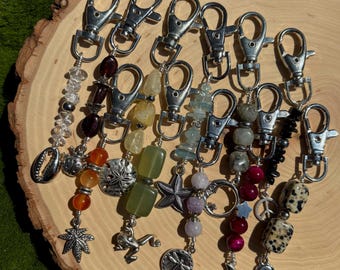 Crystal Keychains with Silver Charms