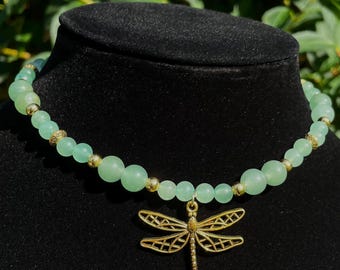 Green Aventurine Dragonfly Necklace