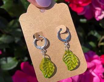 Silver & Gold Leaf Charm Earrings