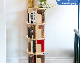 4 Tier 360 Rotating Bookshelf, Bookcase, Storage Shelf, Freestanding Display Rack