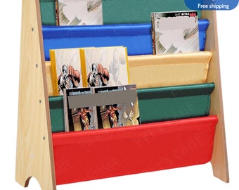 Étagère à livres pour enfants, support de rangement à bandoulière, support de présentation pour bibliothèque en option