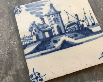 アンティークなオランダのデルフト風景タイル - Etsy 日本