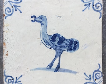 アンティークデルフトタイル – 多色鳥、1625年オランダ - Etsy 日本