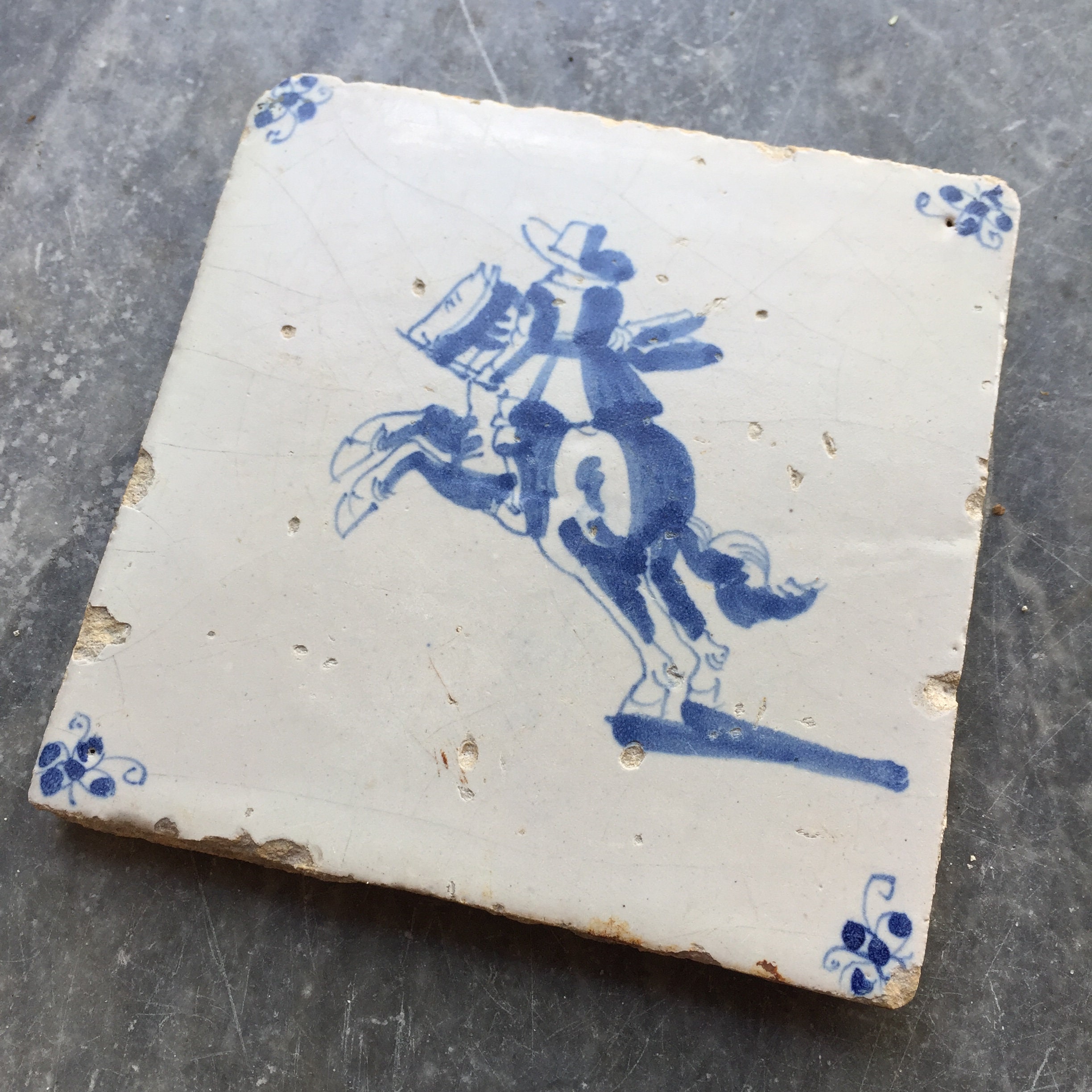 Antique Dutch Delft Tile With Gentleman Riding a Horse - Etsy