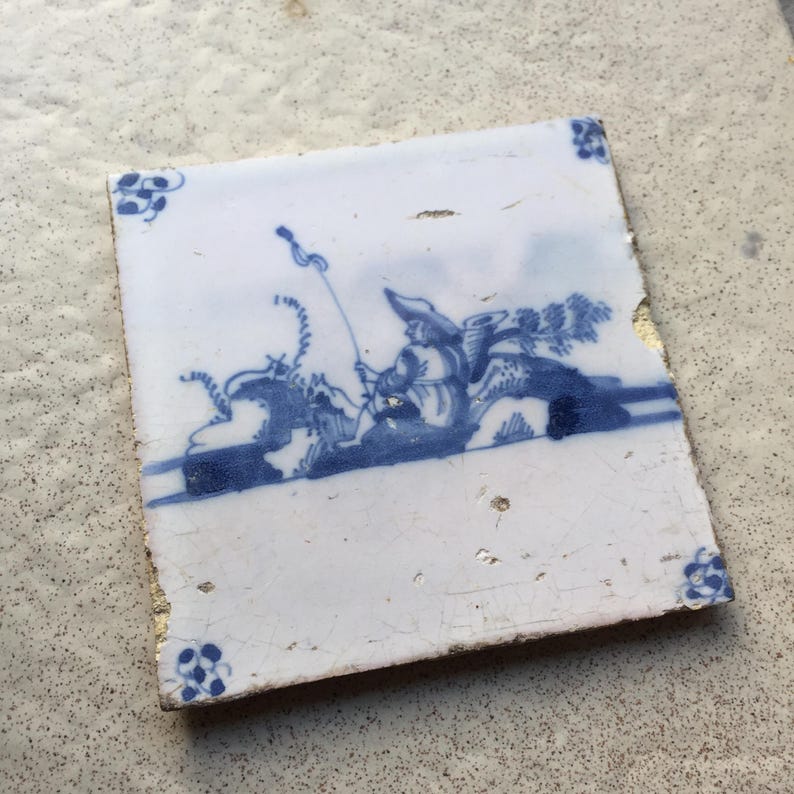 Antique 18th Century Dutch Delft Tile With a Shepherd - Etsy