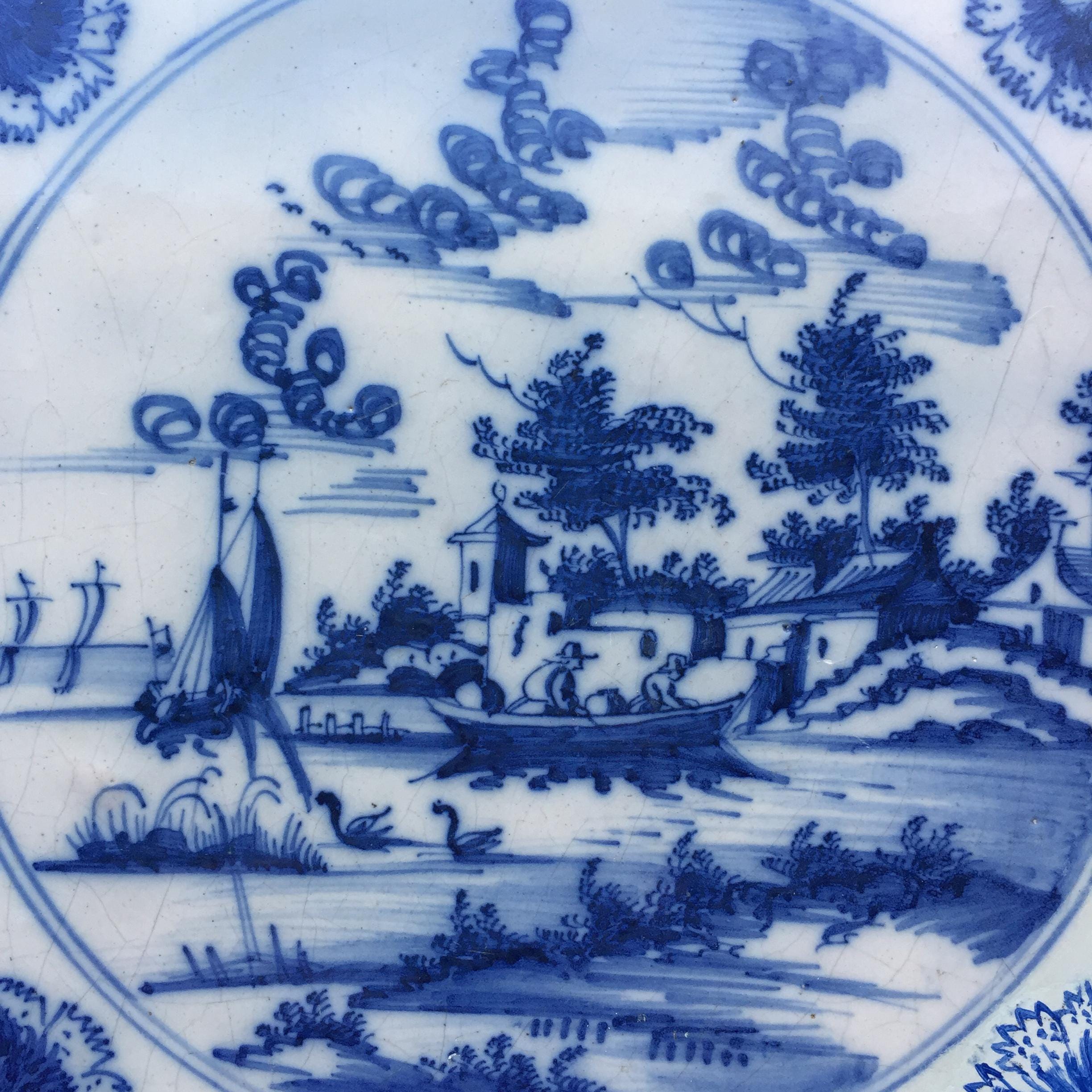 18世紀オランダのデルフト川の風景画のアンティークタイル - Etsy 日本