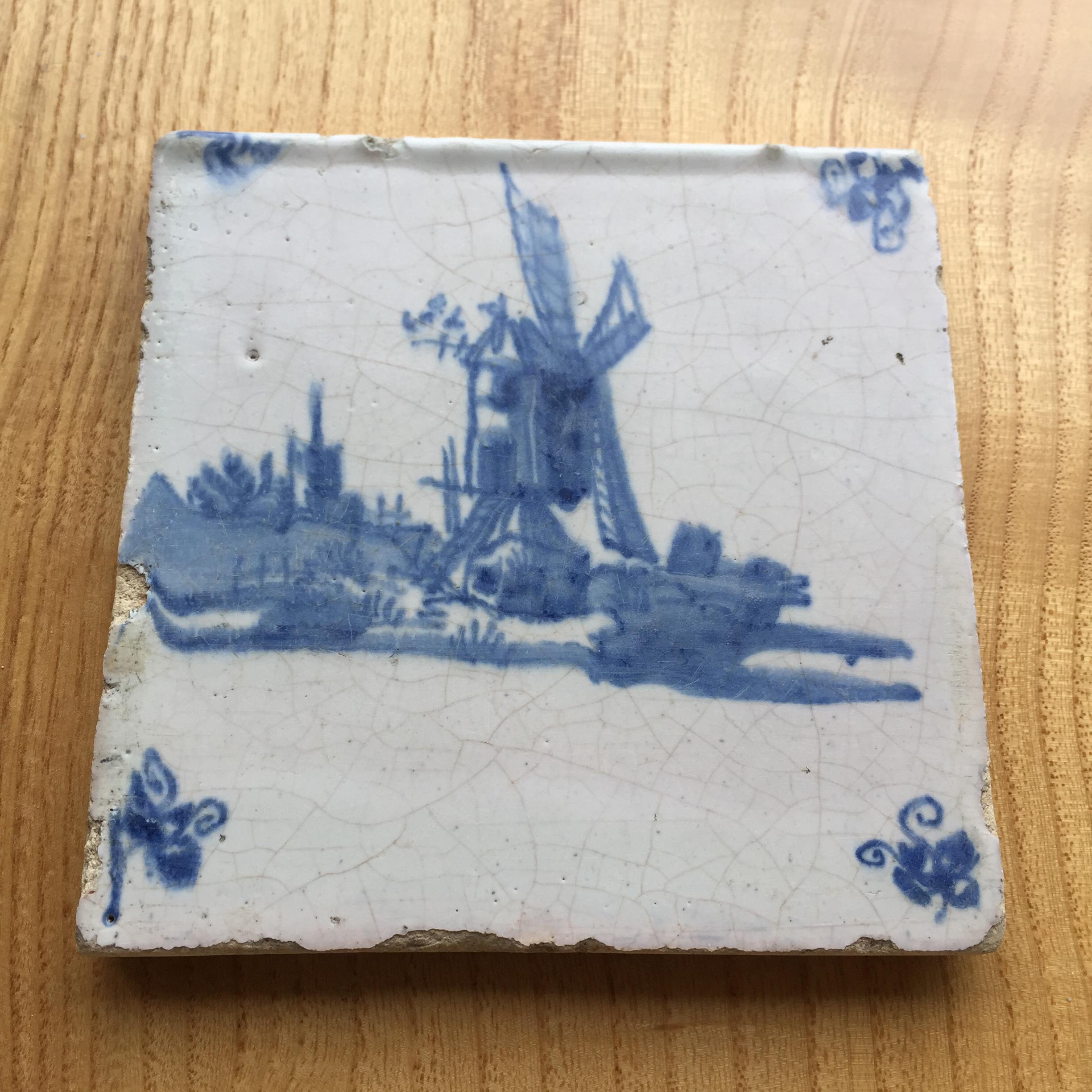 18世紀オランダのデルフト風車タイル - Etsy 日本