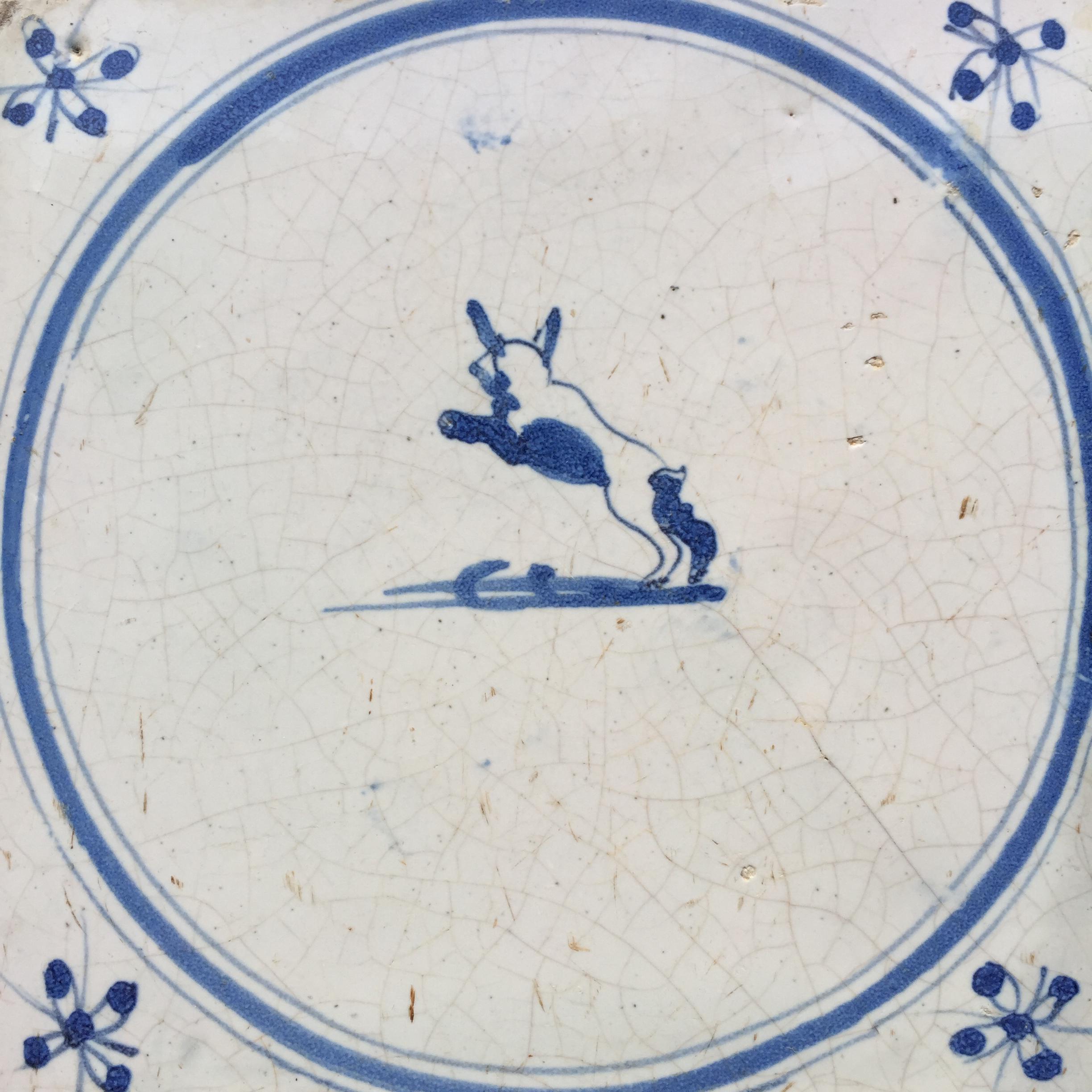 Antique 17th Century Dutch Delft Tile With a Rabbit - Etsy