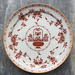 Antique 18th century Dutch Delft flowerbasket plate