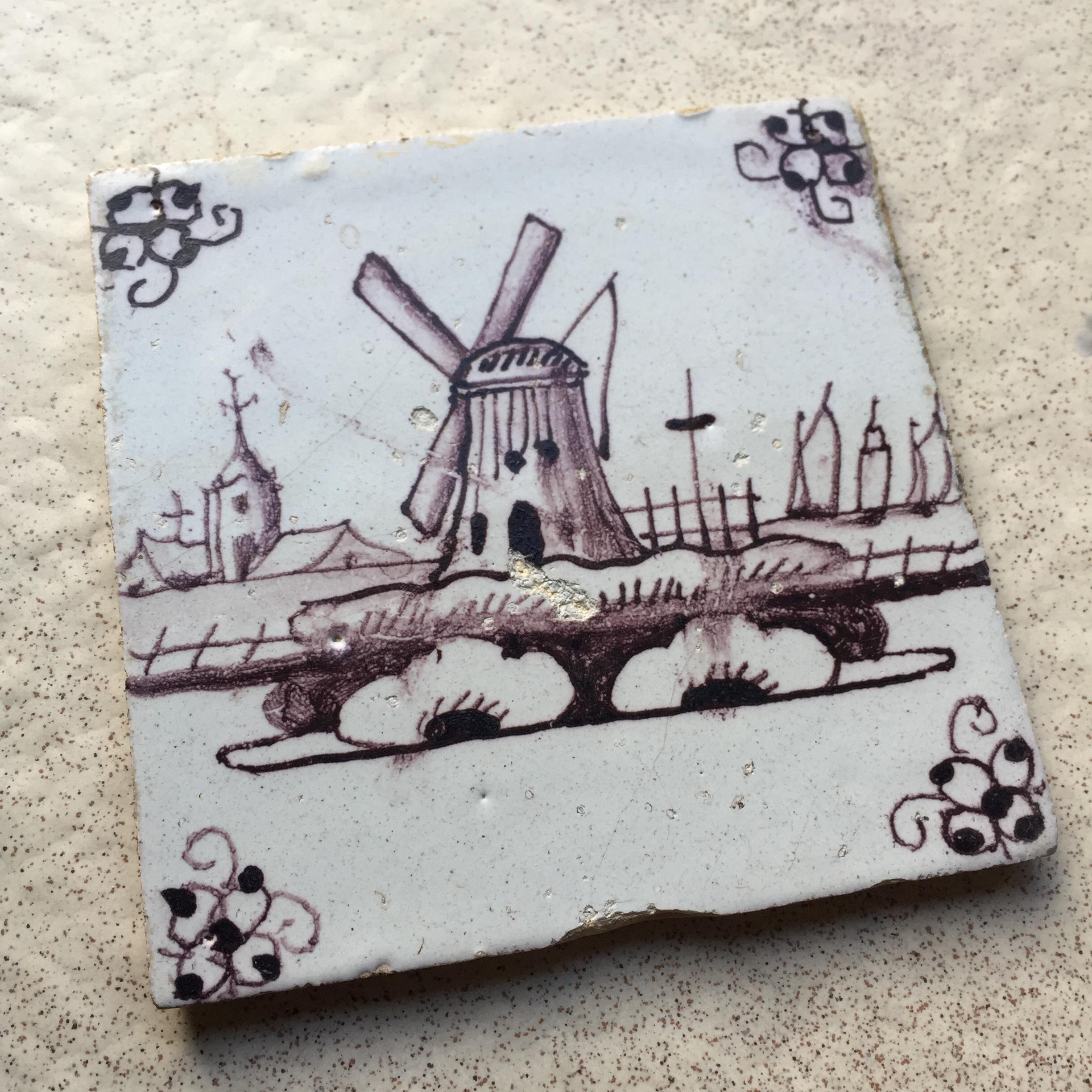 18世紀オランダのデルフト風車タイル - Etsy 日本