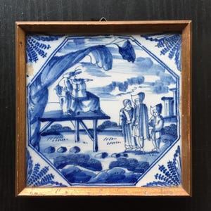 Antique 18th century Dutch Delft tile with quacker