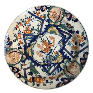 Antique 18th century Dutch Delft &#39;&#39;lightning&#39;&#39; plate