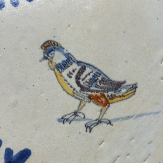 17世紀　オランダ　デルフトタイル　鳥 鶏が描かれた 17 世紀のオランダのデルフト タイル - Etsy 日本
