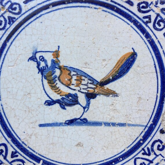 17世紀　オランダ　デルフトタイル　鳥 17世紀 オランダ デルフトタイル 【鳥】 )1600年代 アンティーク