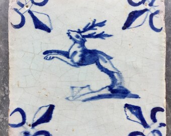 17世紀デルフトタイル - イノシシ - 壁 - デルフト焼き - 青と白