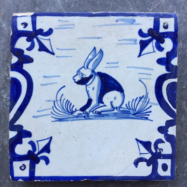Antique 17th Century Dutch Delft Tile With Rabbit - Etsy Canada