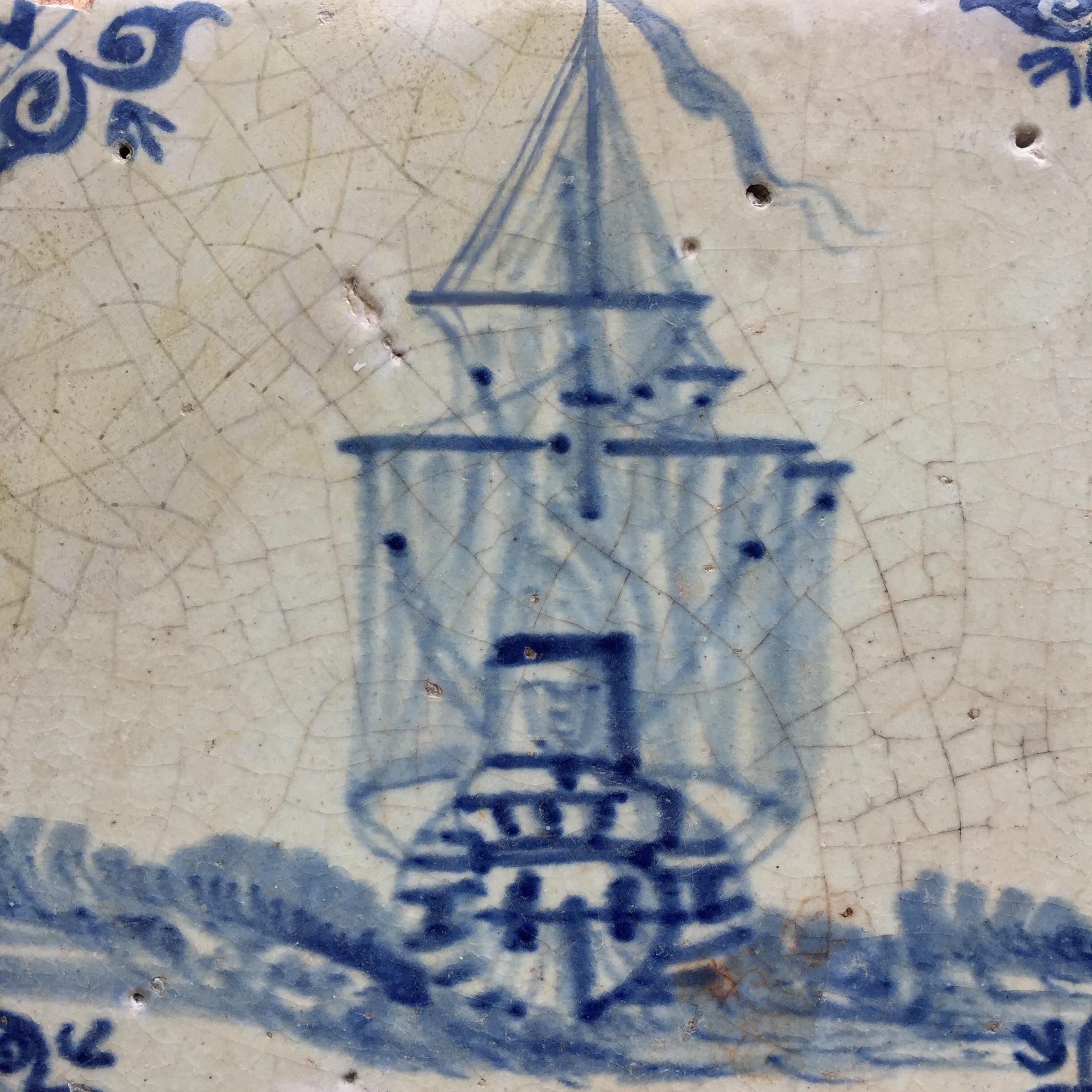 Antique 17th Century Dutch Delft Tile With Amsterdam Ship - Etsy