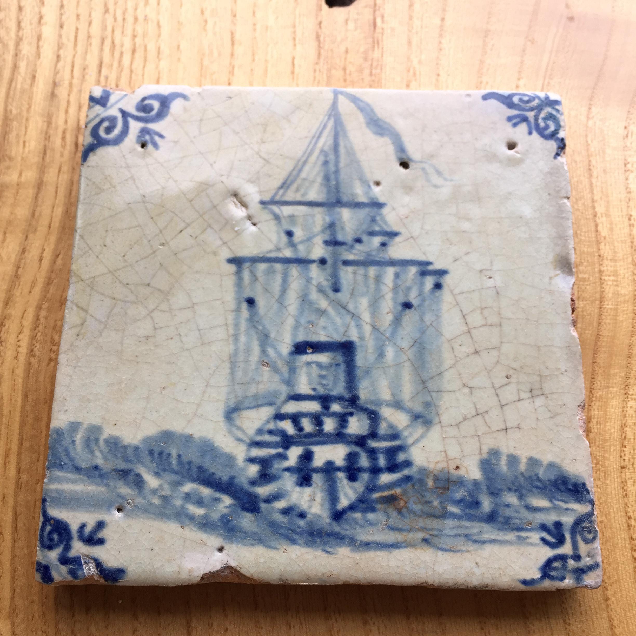 Antique 17th Century Dutch Delft Tile With Amsterdam Ship - Etsy