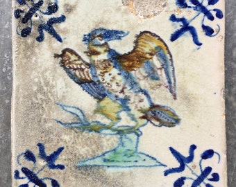 Antique 17th century Dutch Delft tile with American Eagle