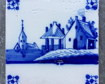 デルフト タイル 額装品 18世紀 オランダ アンティーク 18 世紀オランダのデルフトブルー タイル、オランダの