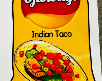 Ojibways Indian Taco chip bag sticker - Indigenous Pride