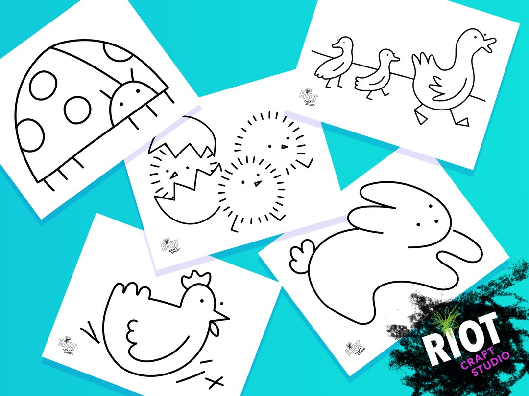 Riot&rsquo;s Easy Printable Coloring Pages Spring Bundle Five Pages - Etsy