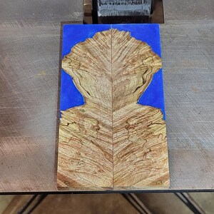 Glow in the Dark Spalted Maple Burl Knife Scales: Electric Blue Alumilite Resin