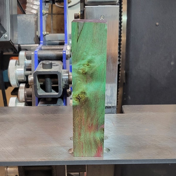 Turning Blank or Pen Blank - Stabilized & Double-Dyed w/Green Envy and Red Wine, Spalted Curly Box Elder Burl Block (1-7/16"x1-7/16"x6")